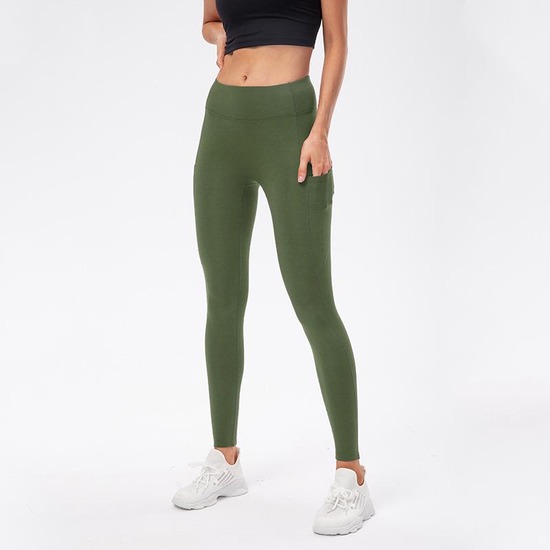 Women's Fleece-Lined High-Waisted Yoga Leggings with Pockets - Warm for Autumn/Winter - Style 12366