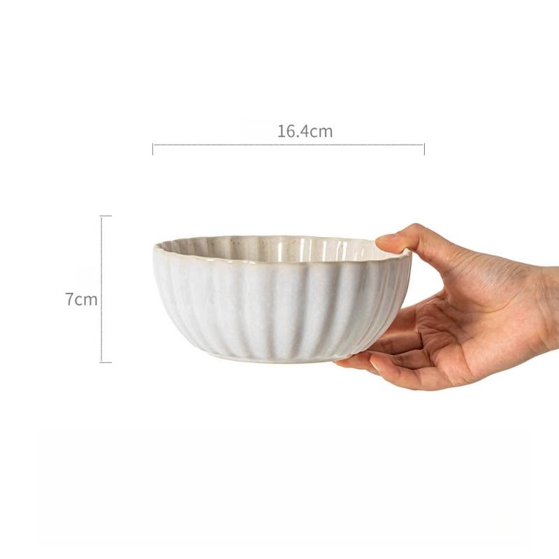 Exquisite Ceramic Bowl European Household Tableware Salad Bowl Petal Edge Soup Bowl 6.5 inches