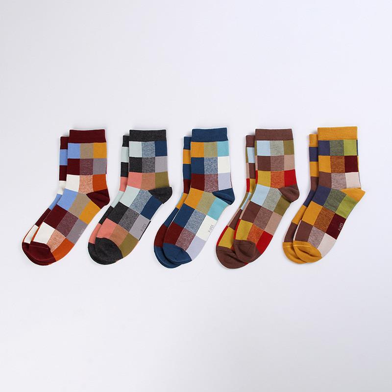 5 Paar Bunte Argyle Muster Baumwolle Herren Crew Socken Pack Neuheit Qualität Designer Harajuku Geschenke Für Männer Ehemann Glücklich One Size gray
