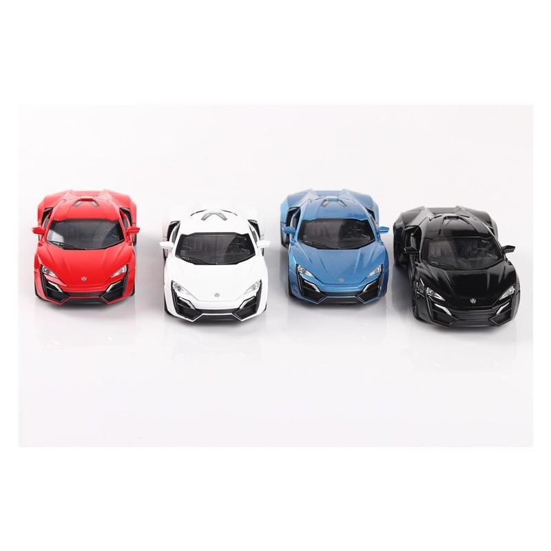 White Red Blue Black Alloy Fast And Furious Lykan Dubai Super Car 132 Scale Model Music Sound Racing Toy