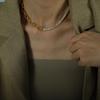 South Korea Dongdaemun cold wind design zircon splicing necklace bracelet earrings set simple