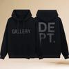 2026 Pop Gallery Hoodie Dept with Letter Print - European Style Street Fashion - Loose Fit American High Street Cap Sleeve Shirt