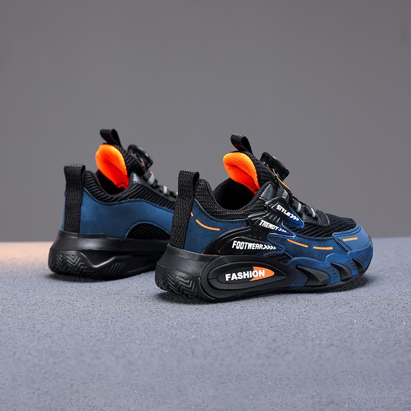 Spring and Autumn Boys' Rotating Button Lightweight and Comfortable Sports Shoes with Breathable Mesh for Children
