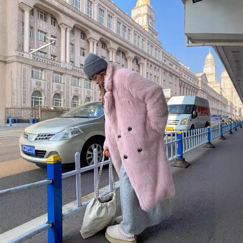 Toka Fur Coat Loose Imitation Fur Coat Women's Large Lapel Collar Long Autumn and Winter Fox Fur Coat