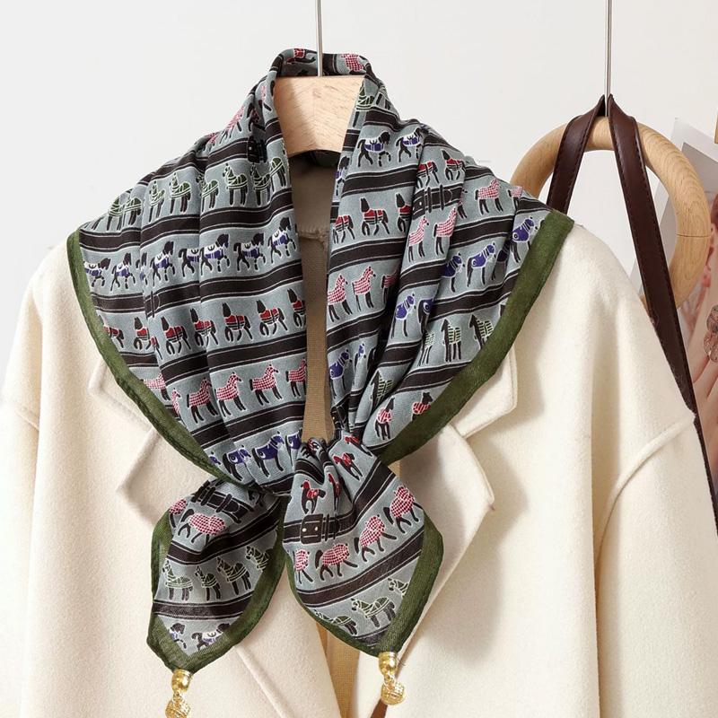 1Pc Neck Brace 2026 Magnetic Clasp Gift Scarf Versatile Triangular Bandage Warm Pony Pattern Cotton