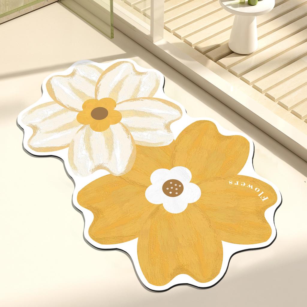 Blumenförmige Bodenmatte, rutschfeste und saugfähige Matte für den Badezimmereingang, Toilette, weiches Kissen, Badezimmer-Fußmatte