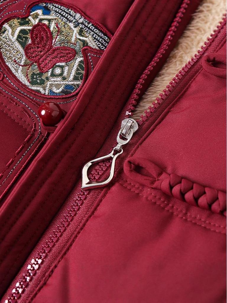 Stylish Winter Cotton Jacket for Middle-Aged and Elderly Women - Plus Velvet, Thickened, Warm, and Padded for Moms.