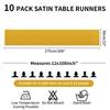Zestaw 10 satynowych bieżników na stół o długości 12x108 cali Czarno-złote bieżniki na wesele, przyjęcie urodzinowe, dekoracje z gładkiej jak jedwab tkaniny