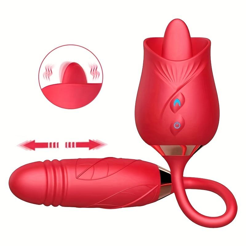 3 In 1 Clitoral Stimulator Tongue Licking Thrusting G Spot Dildo Vibrator With 10 Modes, Vaginal Anal Masturbation Massager