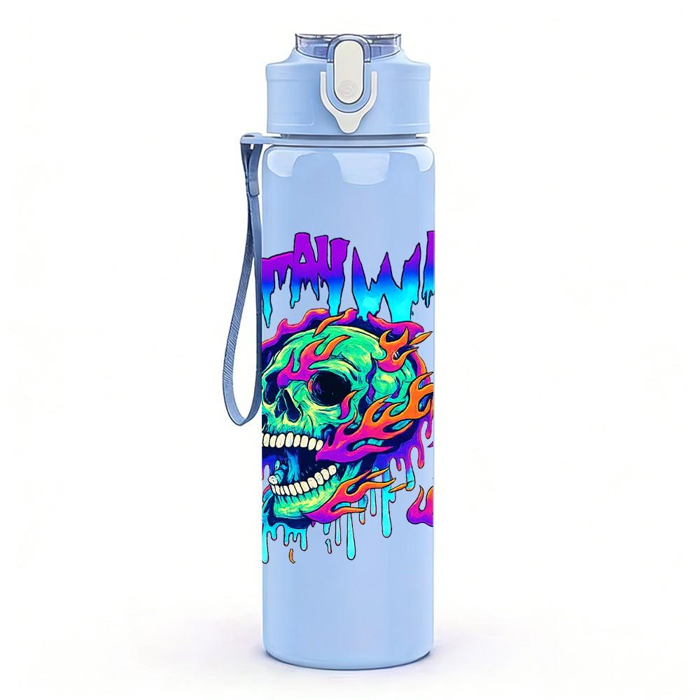 1PC Squidward Colorful Graffiti Art Print 750ml Color Plastic Sports Water Bottle Leakproof Flip Straw Lid Suitable for Sports Office Home Use