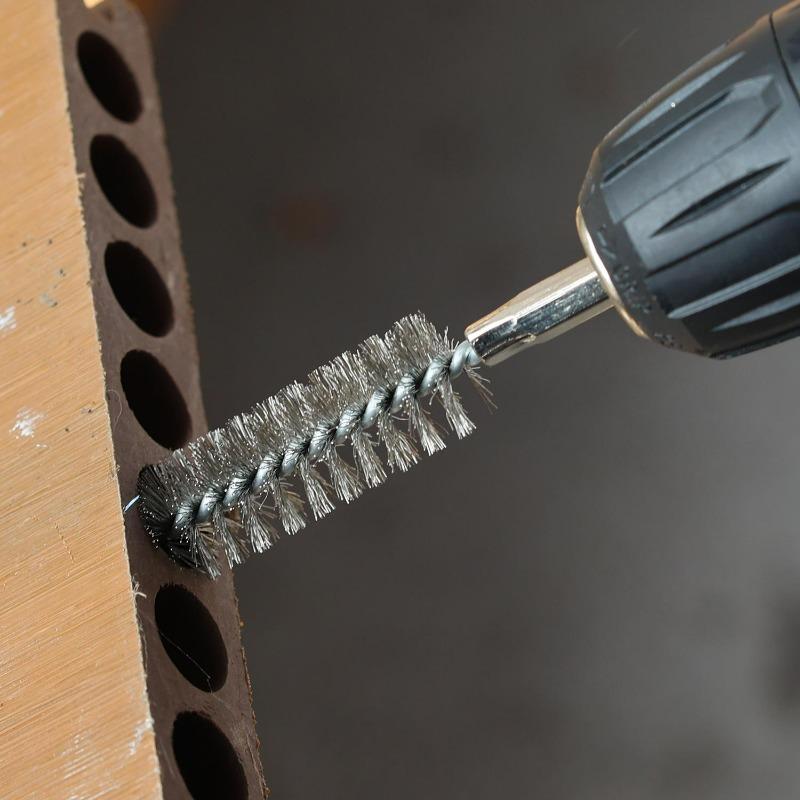 6Pcs Stainless Steel Wire Brush Drilling Cleaning Brush Set Hexagonal Handle Machinery Deburring Polish Rust Removing Tools