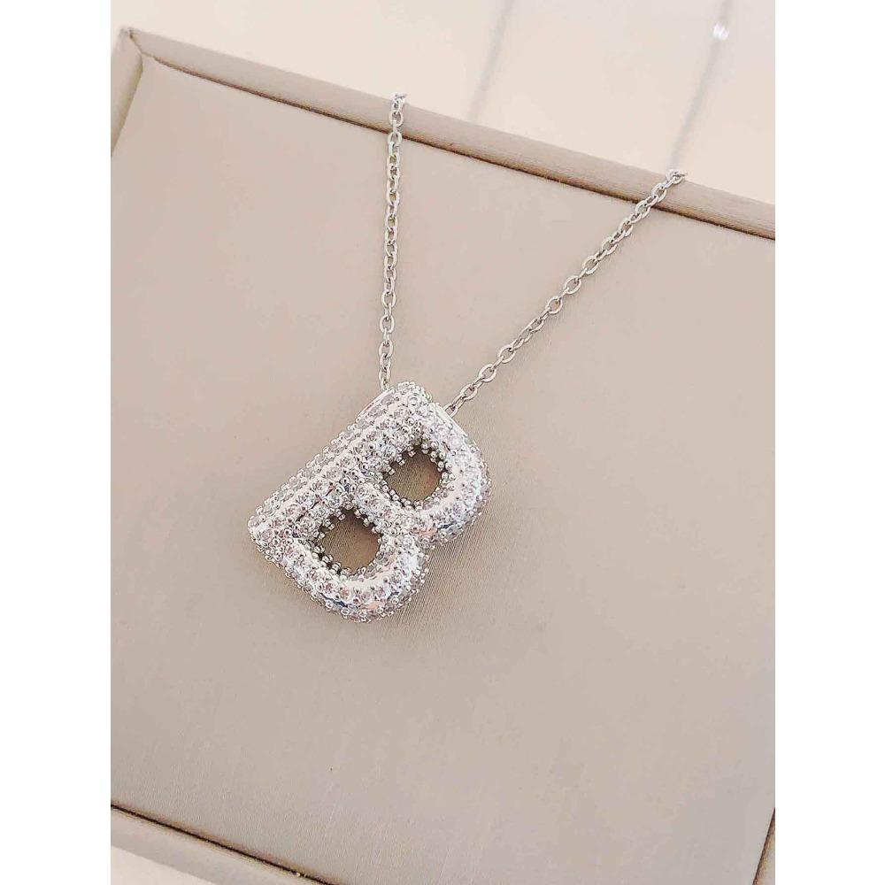 Necklace Female English Alphabet Necklace Female Hip Hop Full Zircon Delicate Clavicle Chain Personality Necklace