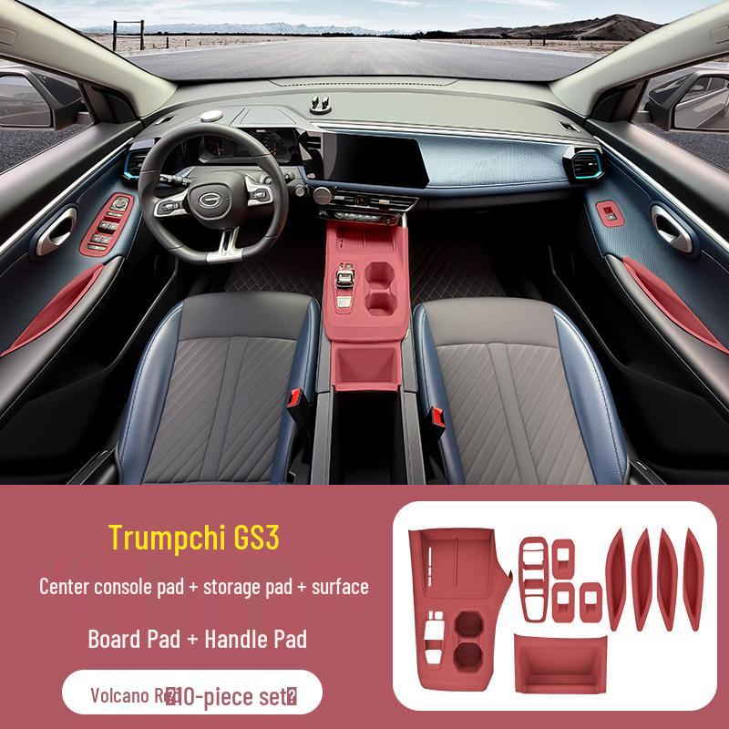 Trumpchi GS3 Center Console Accessory Set: Silicone Air Vent Pad, Wireless Charging Pad, Cup Holder Protector.