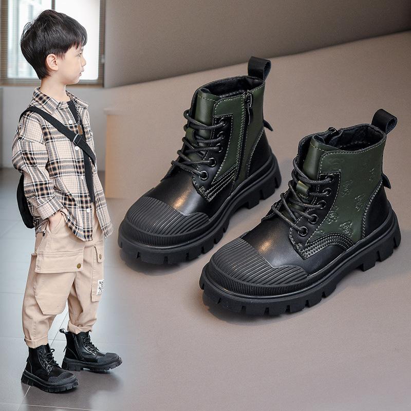 Children's British Style Velvet Ankle Boots Soft Sole Leather Boots