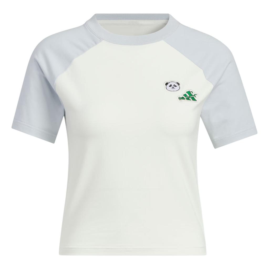 Adidas Graphic Raglan T-Shirt Women Tops Han-Jade-White Light-Blue KC0974