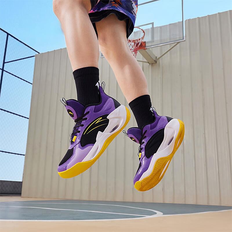 Anta Kids Wind Tunnel Comfortable Versatile Shock Absorption Low Top Basketball Shoes Kids Basketball Shoes Purple A312421104-6