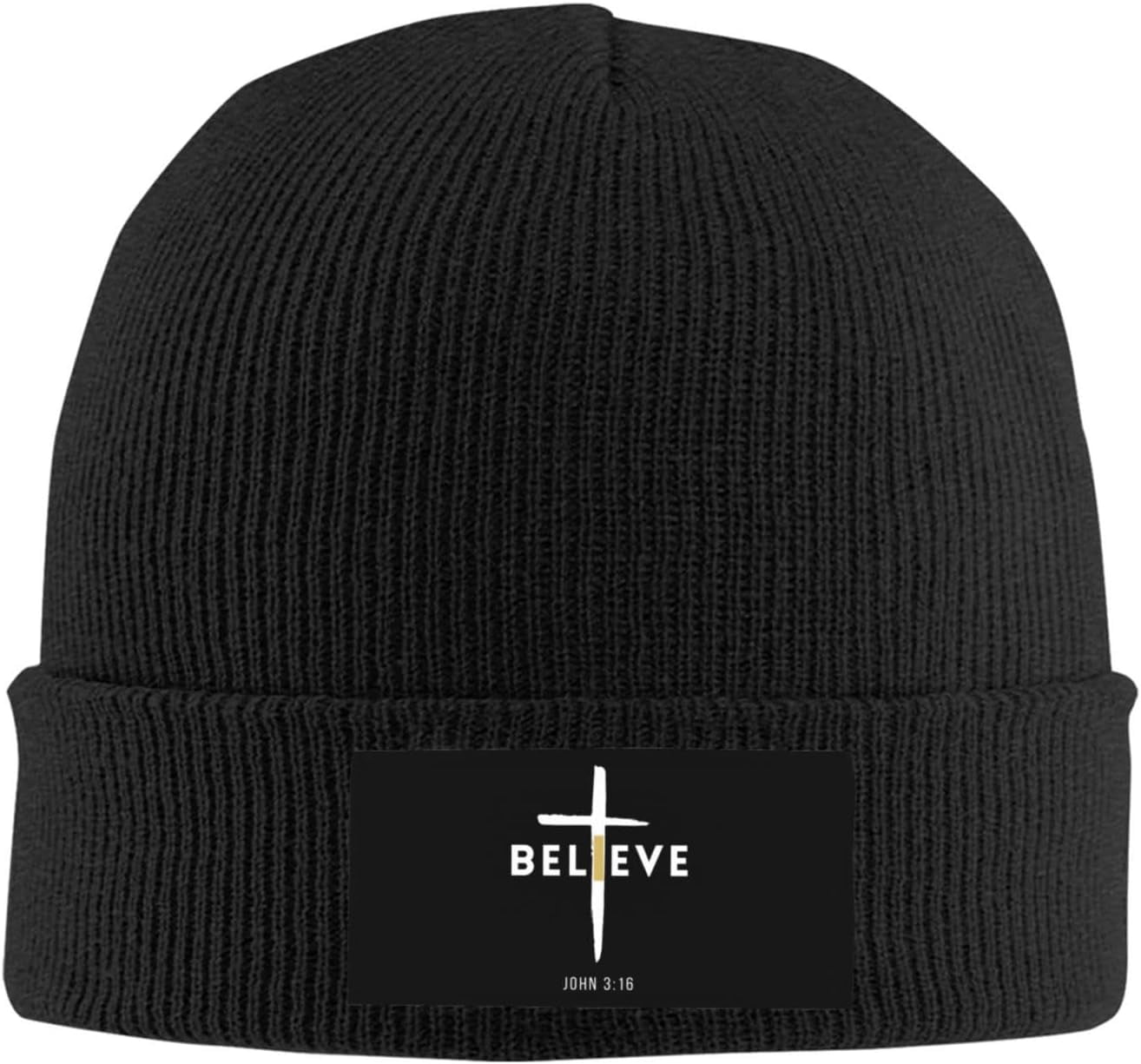

I Believe John 3 16 Christian Cross Beanie Hat Unisex Knit Skull Cap Women Winter Hat Knitted Hat Slouchy Hats
