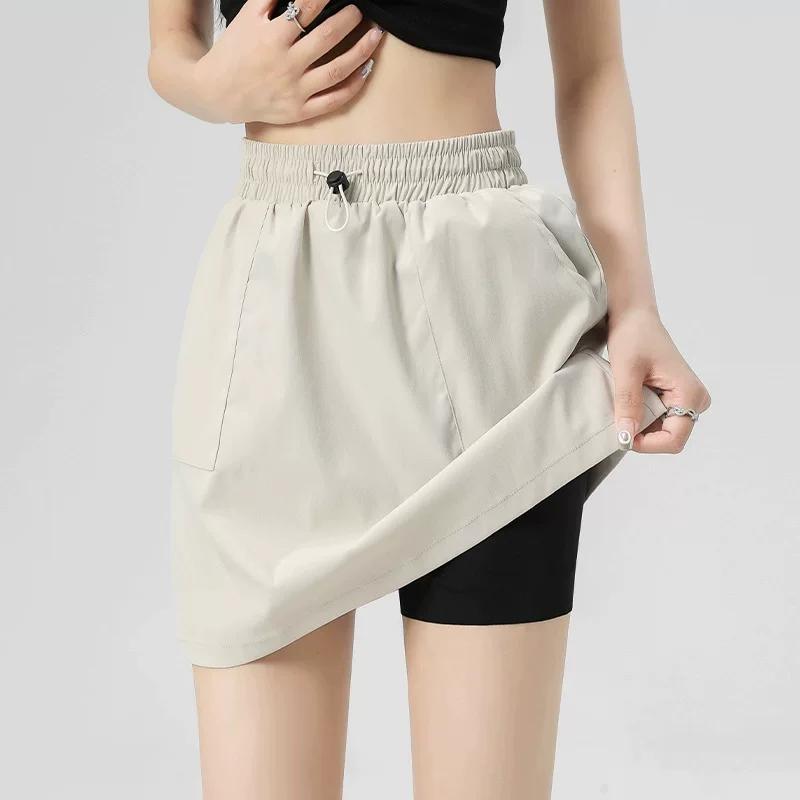 American Suit Skirt Women s 2024 Summer High Waist A- line Sheath Skirt Small Sexy Sports Skirt L хаки