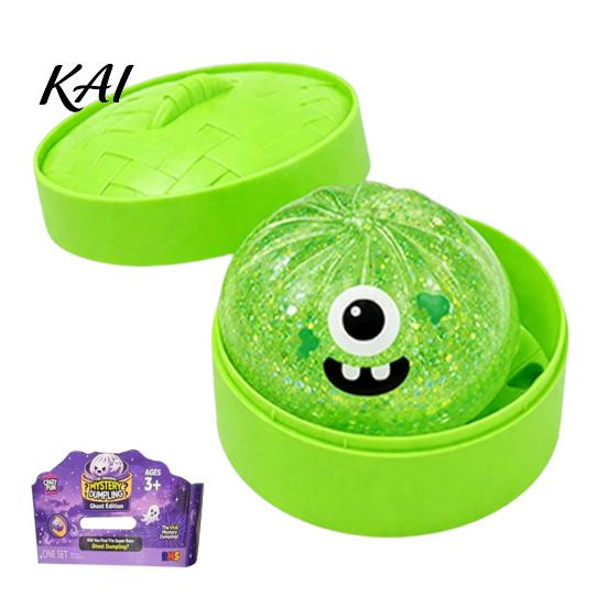 Stress Relief Gadget 1/4/5Pcs Halloween Dumpling Squeeze Toy with Steamer Box, Cartoon Glitter Steamed Bun Box Toy, Ball Fidget for Home Office Party