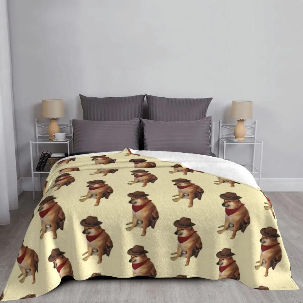 Cheems Doge Cowboy Throw Blanket Luxury Thicken Blanket Cosplay Anime