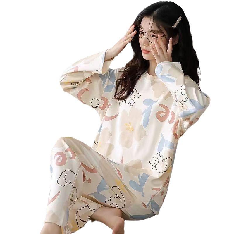 2024 Women's Cute Cartoon Pajamas Set: Spring Autumn Thermal Underwear, Plus Size Home Wear, Also Suitable for Outdoor Use