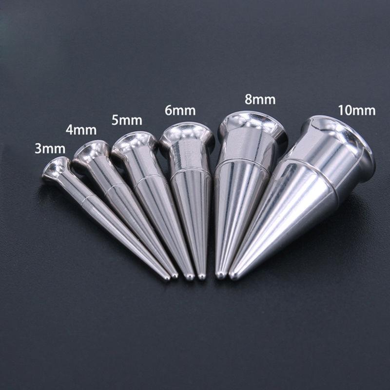 6Pcs Stainless Steel Ear Gauge Stretching Kit Plug Taper Insertion Pin for Ear Tongue Stretcher Piercing Stretching Tool