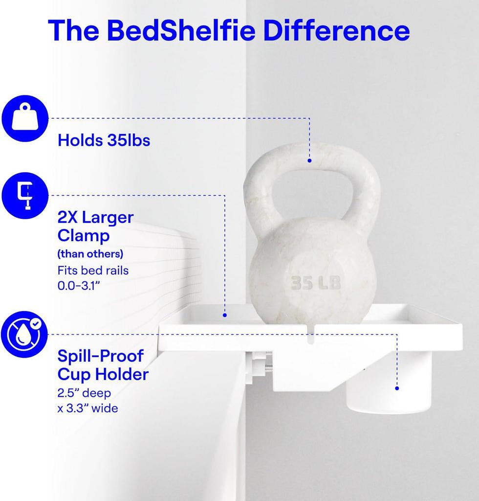 Clip-On Bedside Organizer: No-Drill Storage Rack with Phone Holder Tray