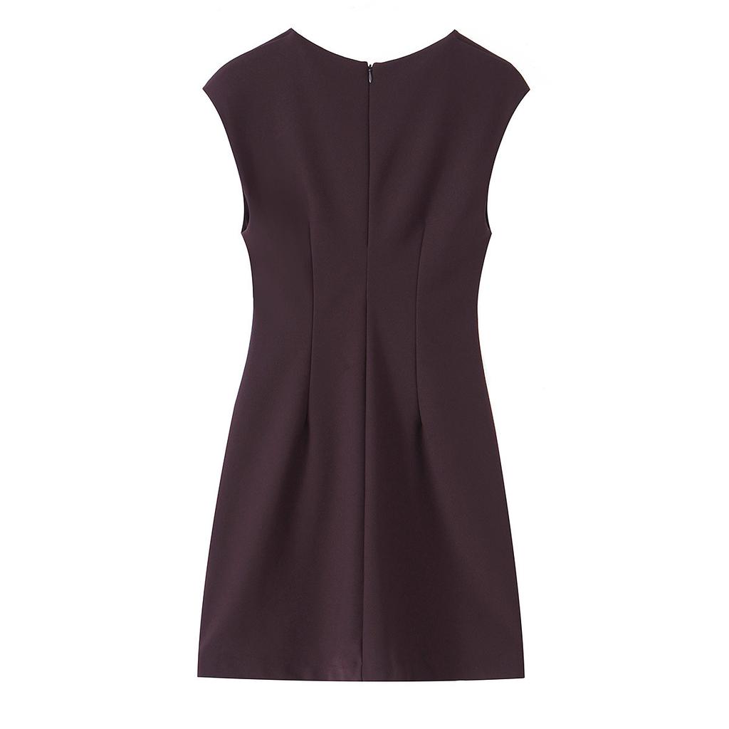 Summer Popular Women's Sleeveless V-neck Waist Dress, Multi-color Commuter Skirt