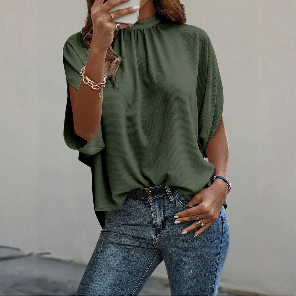 Damen Freizeitmode Rundhals Träger Halbsleeve Hemd T-Shirt Top