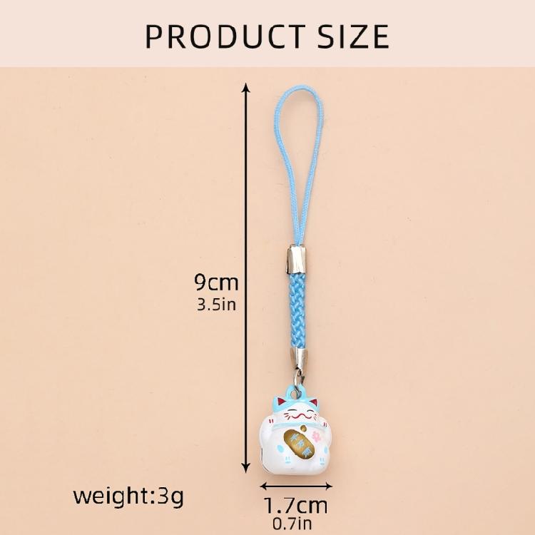 Portable Lucky Cat Phone Charm Assorted Color Lucky Cat Key Rings Decoration With Bells For Positive Energy