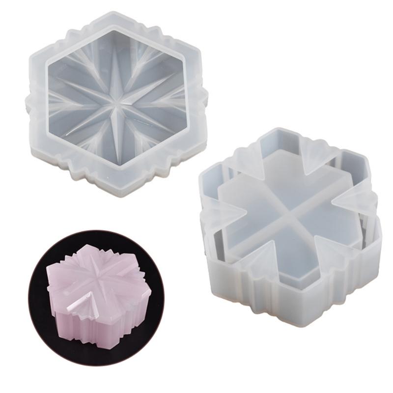 2Pcs Epoxy Crystal 3D Anniversary Six-pointed Star Container Storage Box Molds for Rings Jewelry Storage Home Decor
