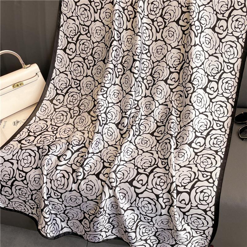 Rosen-Schal Urlaubs-Strandschal Seidenschal Pendler dünner Kunstseideschal neuer Seidenschal Damen li Brokat