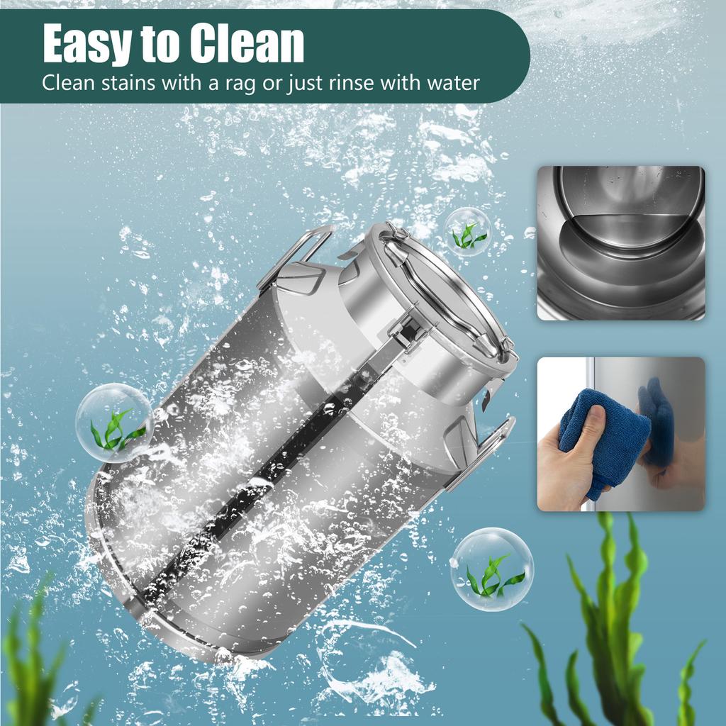 Milk Can 60L/15.8Gallon Stainless Steel Milk Jug Universal Airtight Metal Milk Bucket with Lid, for Liquids and Solid