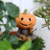 Pumpkins Scarecrows Fishing Figurine Cute Smile Pumpkins Head Fishers Sculpture Outdoor Garden Statue for Halloween
