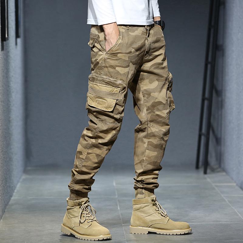 

Men s Retro Camouflage Multi-Pocket Elastic Cuff Outdoor Overalls 29 хакі