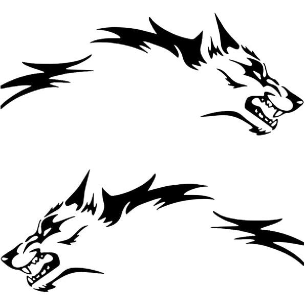 1 Set Running Wolf Graphics Car Body Sticker Self-Adhesive Wolf Decal Racing Sports Car Side Door Sticker Scratch Hidden Car Exterior Decoration