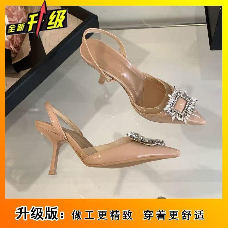 Pointed thin heel versatile rhinestone design sense women's sandals 2025 summer new French with skirt high heels women