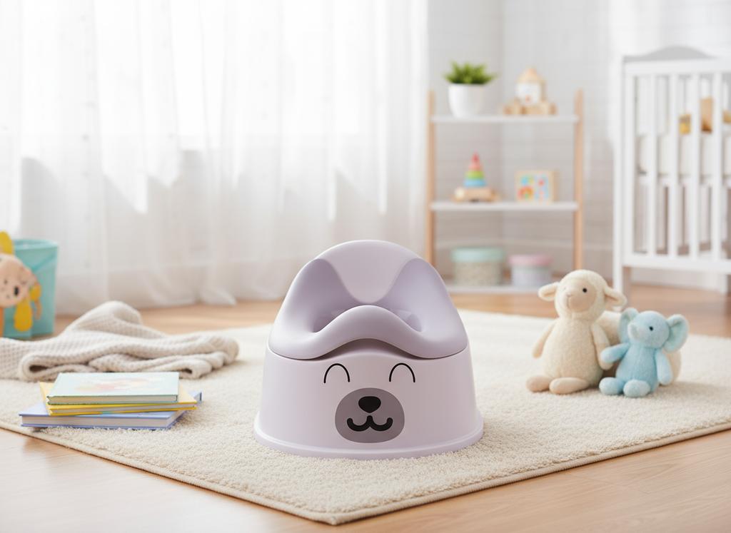 Non-slip Potty for Children with Removable Insert Stable Bear Stickers Gray White Sun Baby