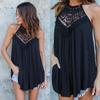 European Style Loose Fit Sleeveless Cotton T Shirt With Lace Splicing For Casual Women