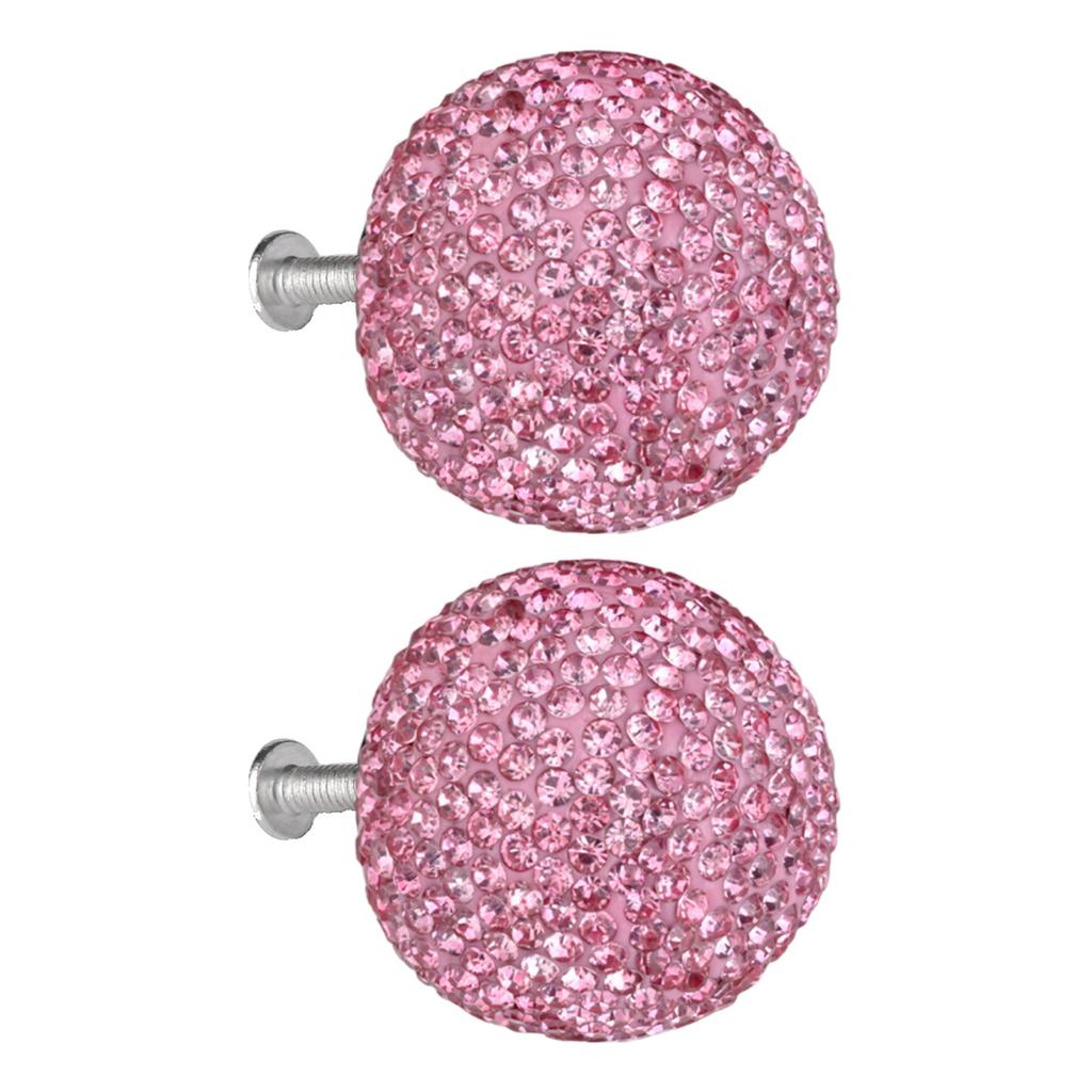 Door Handle Handles Wardrobe 2Pcs Pink Rhinestone Ball Shape Bright Red Door Handles Drawer Handles Glitter Lake Blue