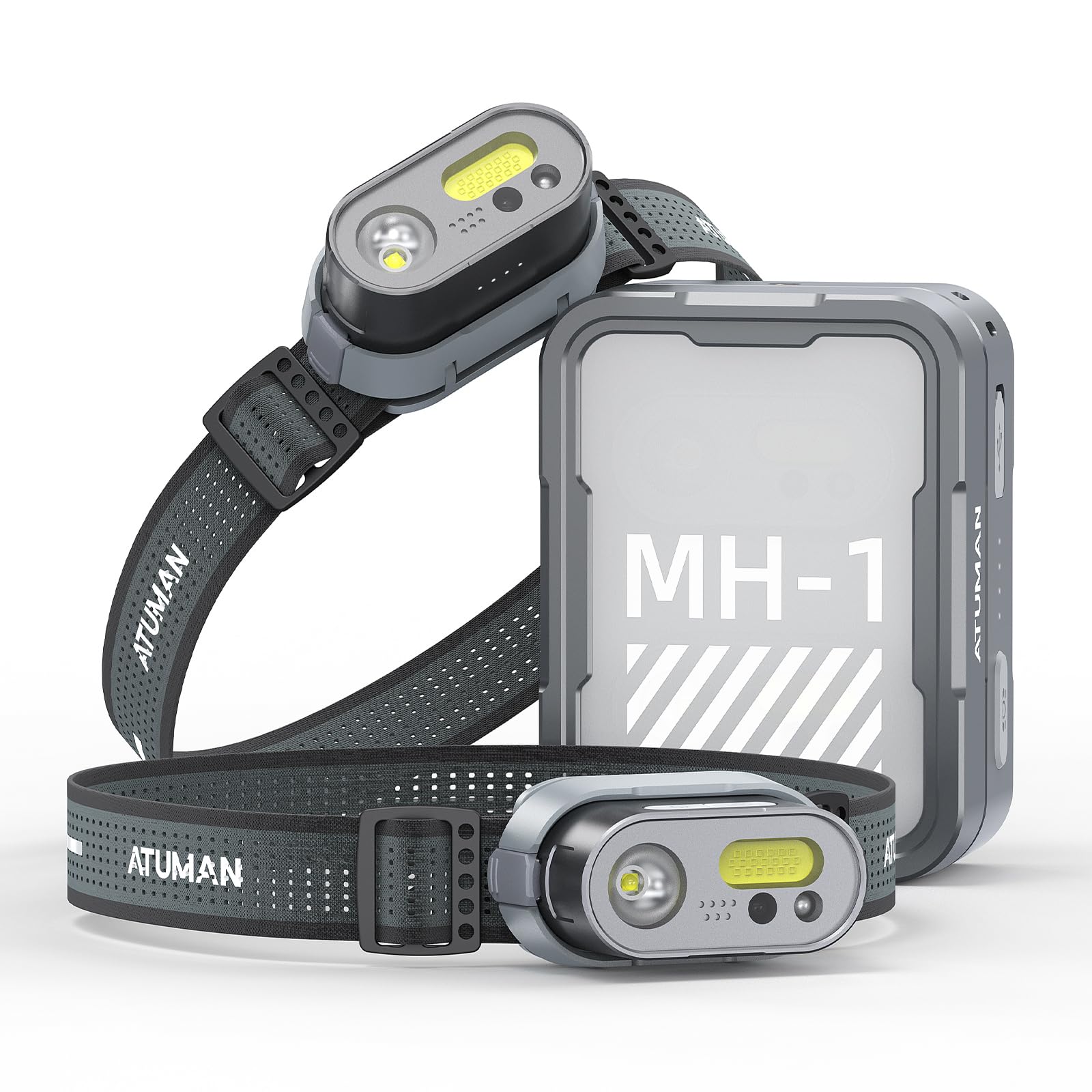 

ATUMAN MH1 Headlamp with 6600mAh Charging Multifunctional Headlamp with Rechargeable 800 8 Lighting Red White SOS Angle Hand Motion 8 Hours of белый