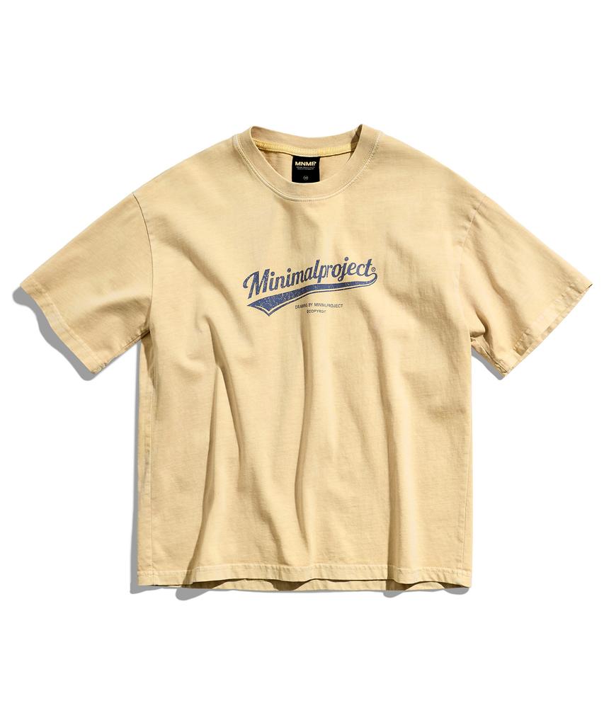 MINIMALPROJECT Washed Drawing Pigment Crop Short Sleeve T-Shirt Mst188C [Lightbeige]