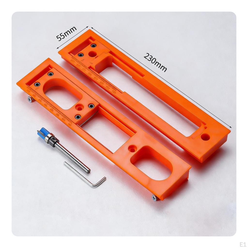 2 Pieces Door Hinge Jig Adjustable Slotting Template Sliding Router with Boring Tool