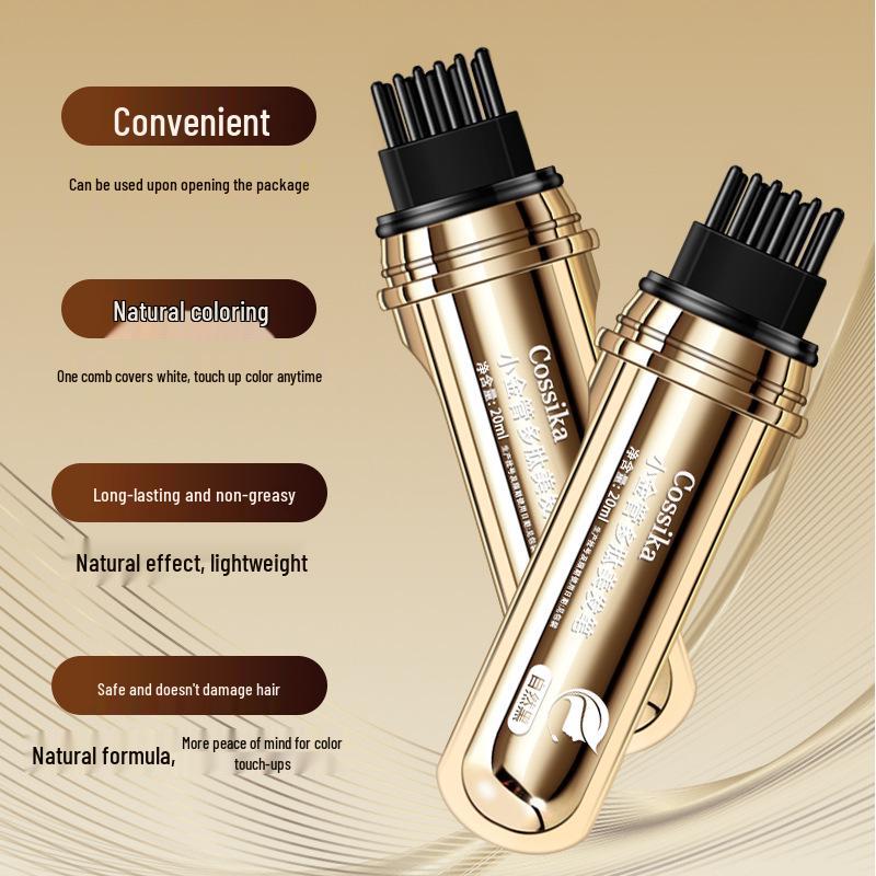 Golden Tube Hair Dye Pen with Comb – Long-lasting White Hair Concealer and Styler