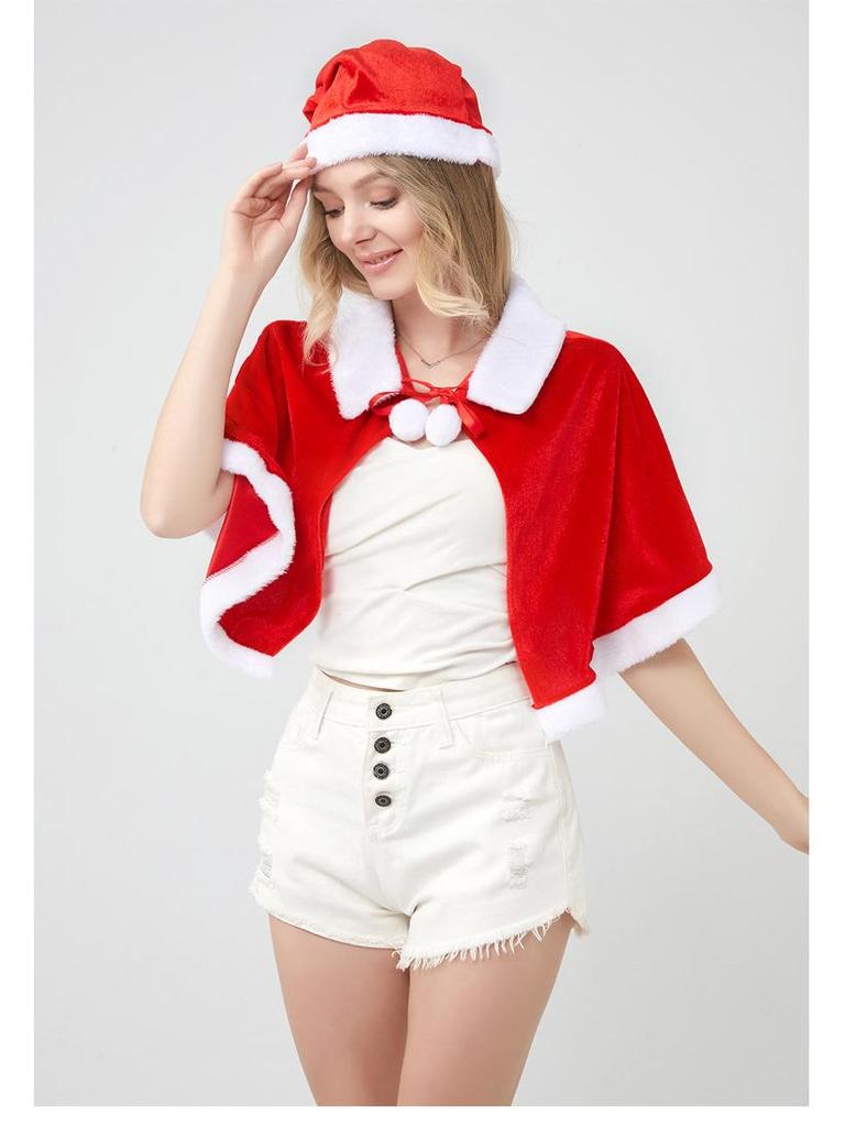 Dospělý s kapucí plášť, Vánoční dámský zlatý sametový cosplay kostým
