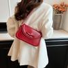 Red Bow Crossbody Bags for Women  New Simple Versatile Single Shoulder Bag French Textured Leather Handbags Trend