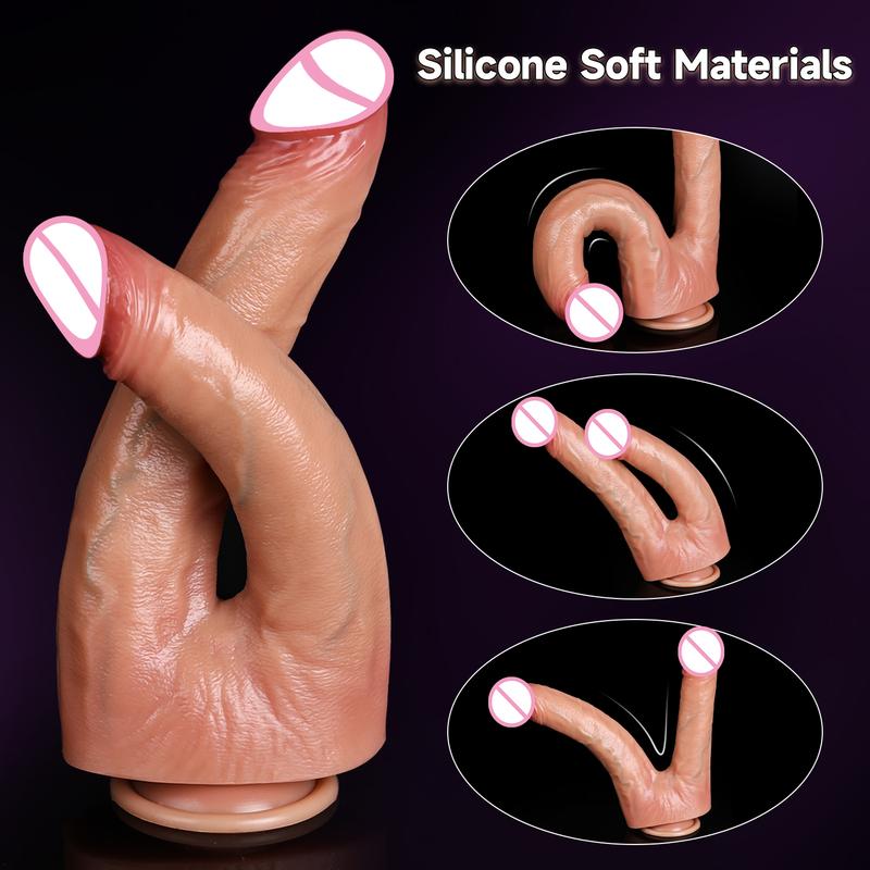 Dual-Ended Dildo for Women Flexible Realistic Double Penetration Adult Toy Soft Waterproof Phallus for Vaginal Anal Stimulation