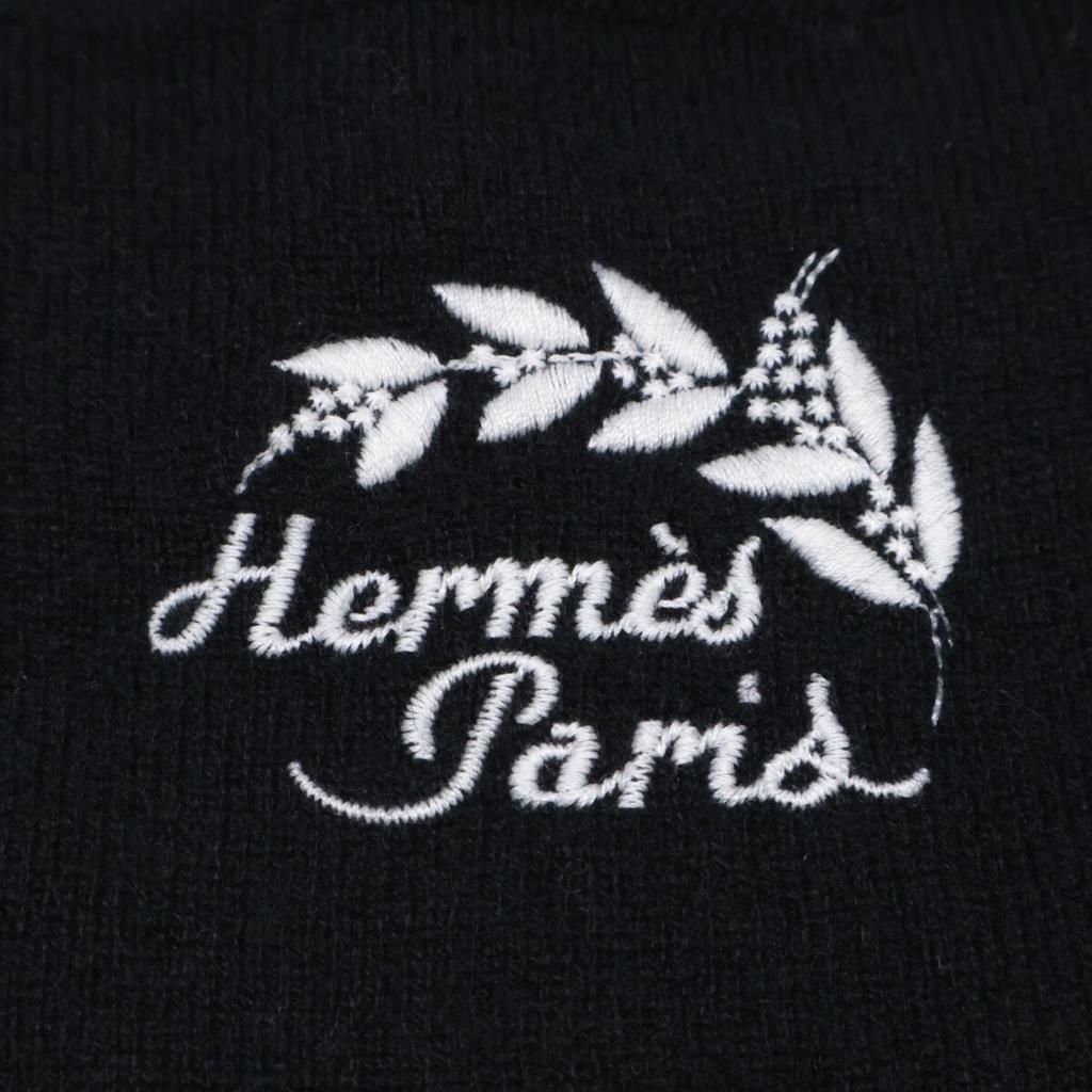 Hermes [Domestic Regular] 2E2613D2 Cliquetis 100% Cashmere Knit Sweater / Tops 34 Black X whiteUsed