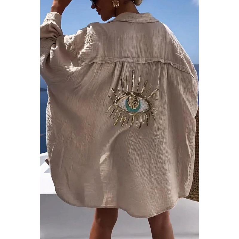 

JKASHDK Женские Модные Повседневные Весенне-Осенние Блузки и Рубашки с Длинным Рукавом и Воротником ПОЛО XXXL абрикосовый