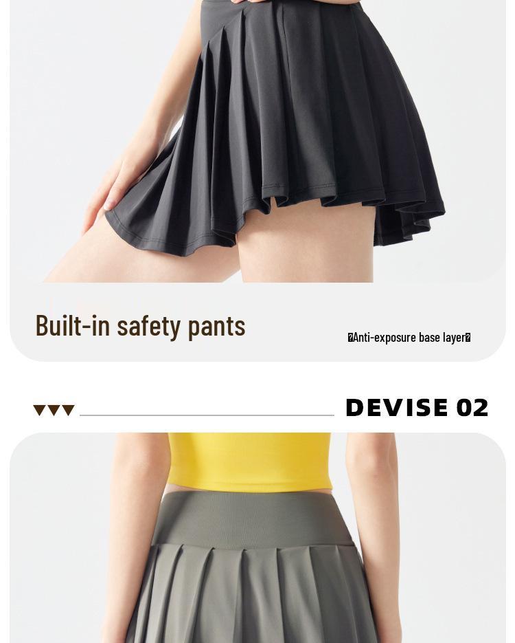 Women's Two-Piece Pleated Yoga and Sports Skirt - Breathable, Comfortable, Anti-Exposure for Tennis, Badminton, Running, and Fitness.